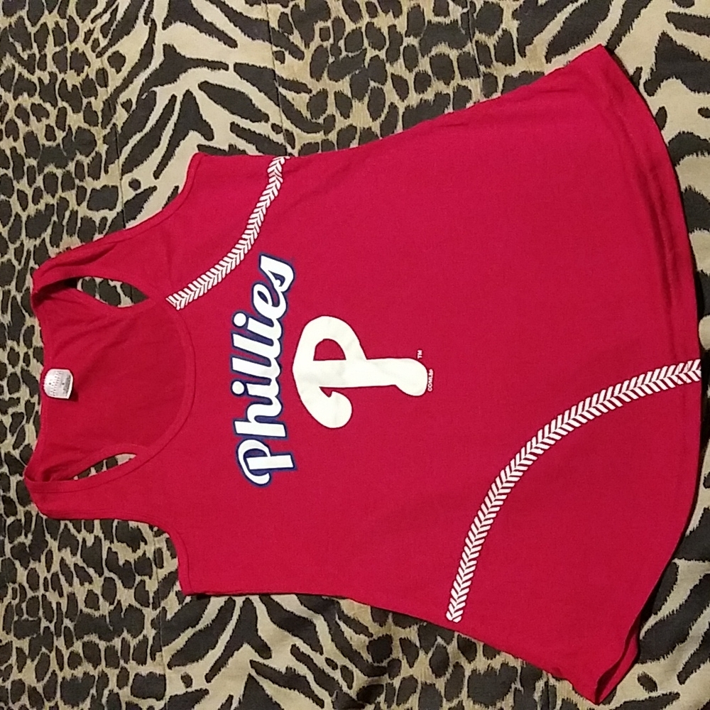 Red Philadelphia Phillies muscle shirt for women